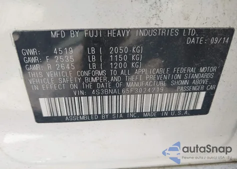 2015 Subaru Legacy 2.5I Limited from USA, damaged, VIN 4S3BNAL65F3024219